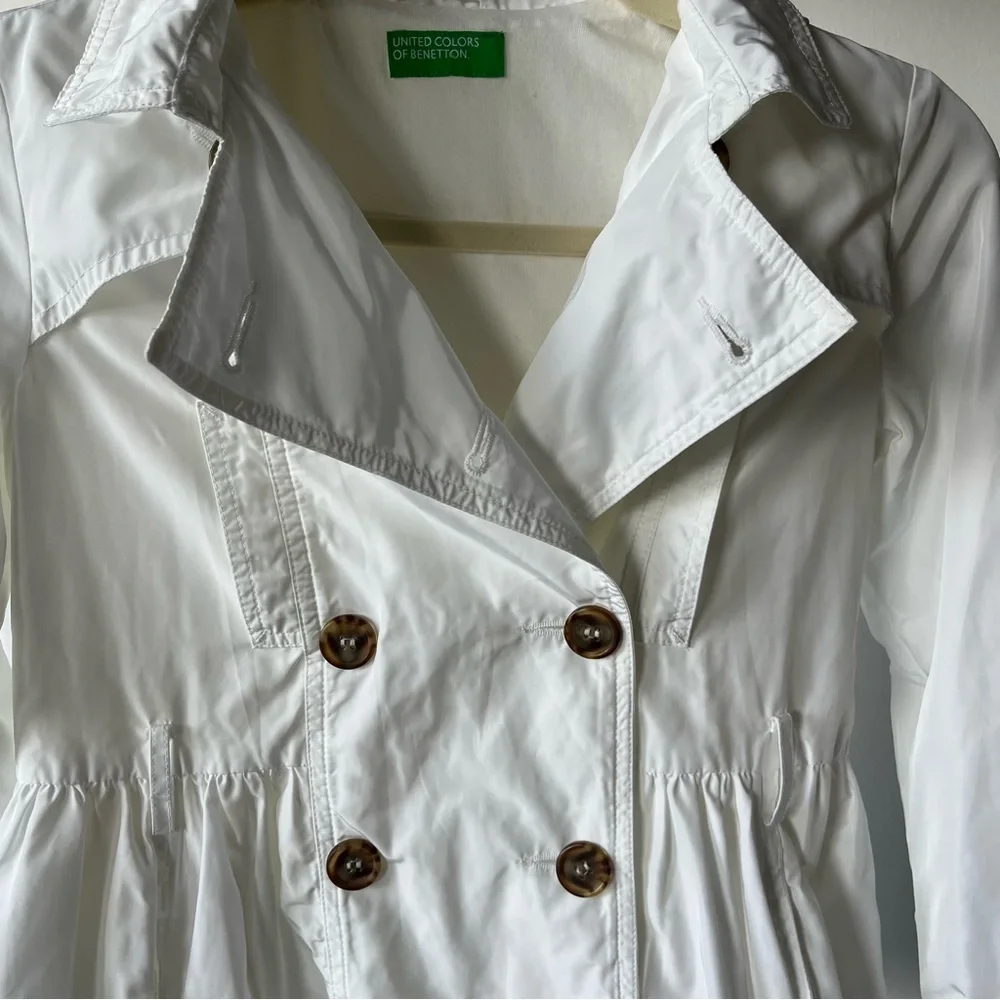 United Colors of Benetton classic double-breast white coat girls 8Y 9Y School